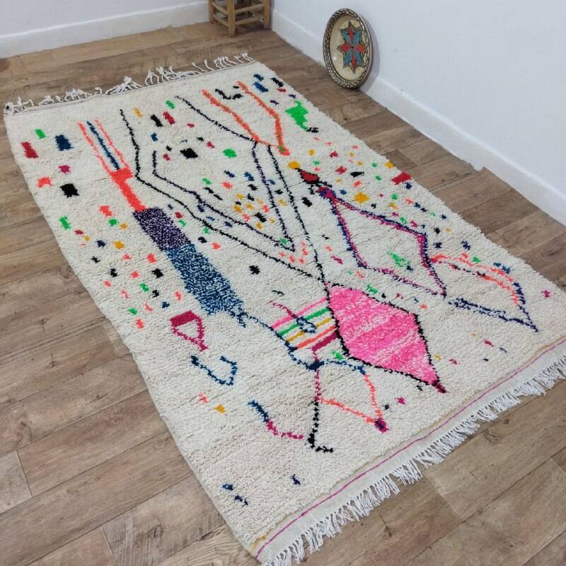 Handmade wool Berber rug 250x150 cm