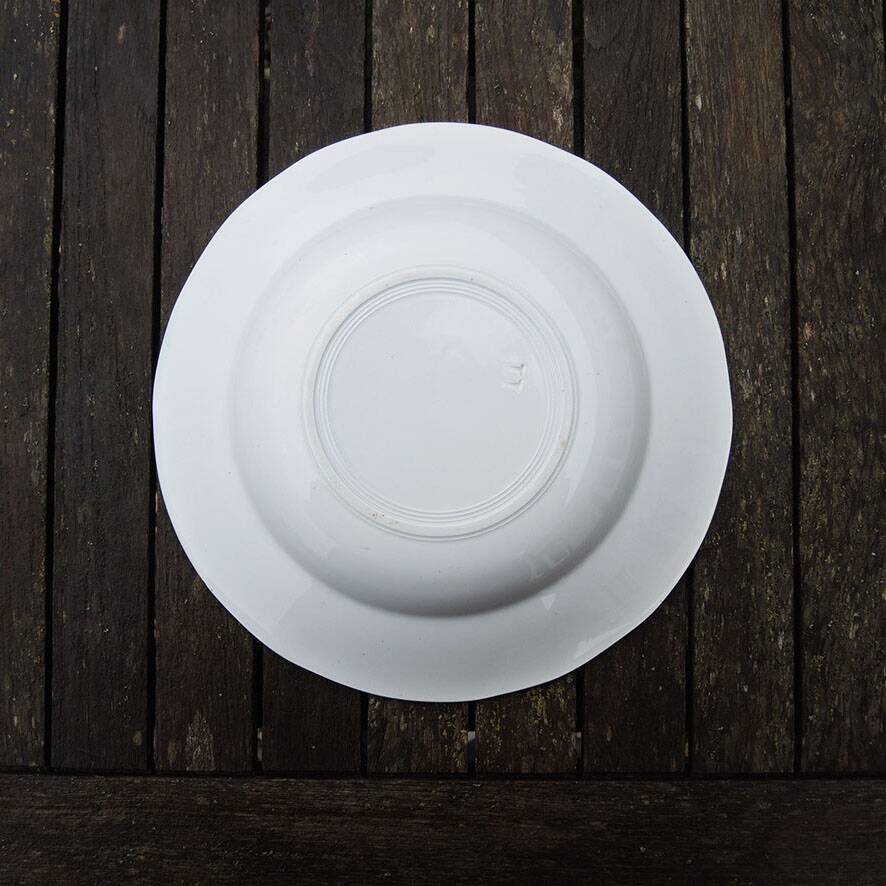 10 old deep plates made of ironstone with floral decoration