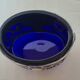 Louis XVI style salt cellar with silver collar mount and blue glass