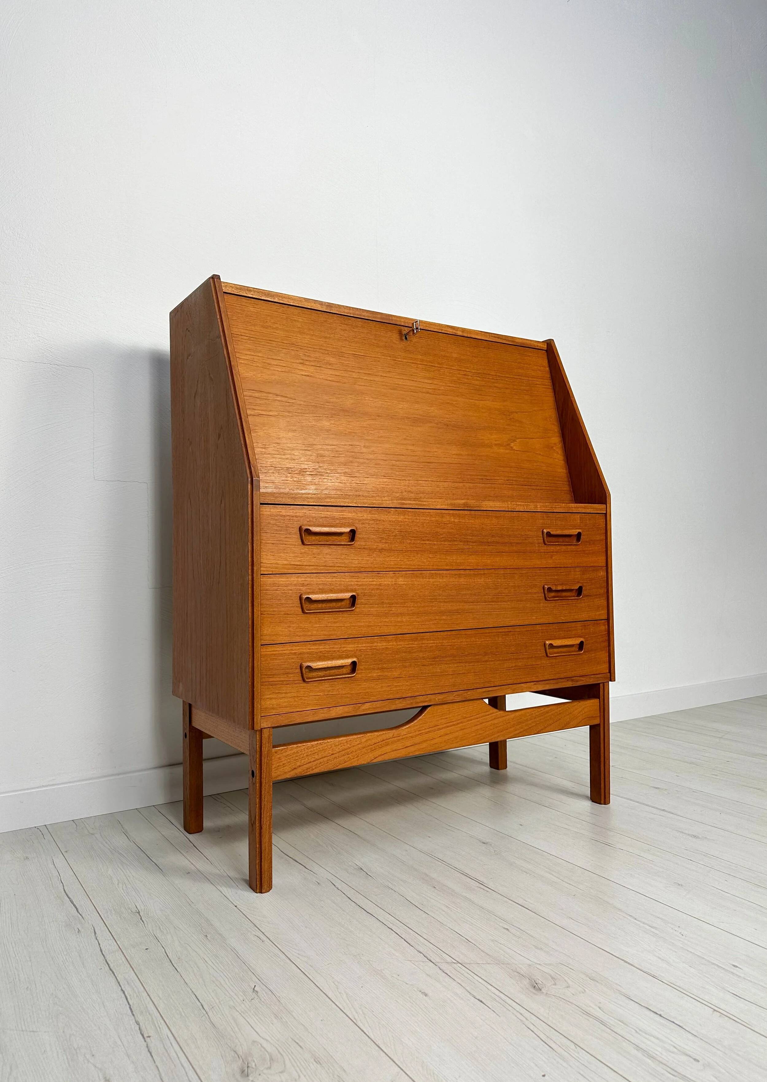 1960s Vintage Danish Teak Secretary by Dyrlund
