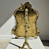 Art Deco style gilded bronze mirror with beveled glass H40cm