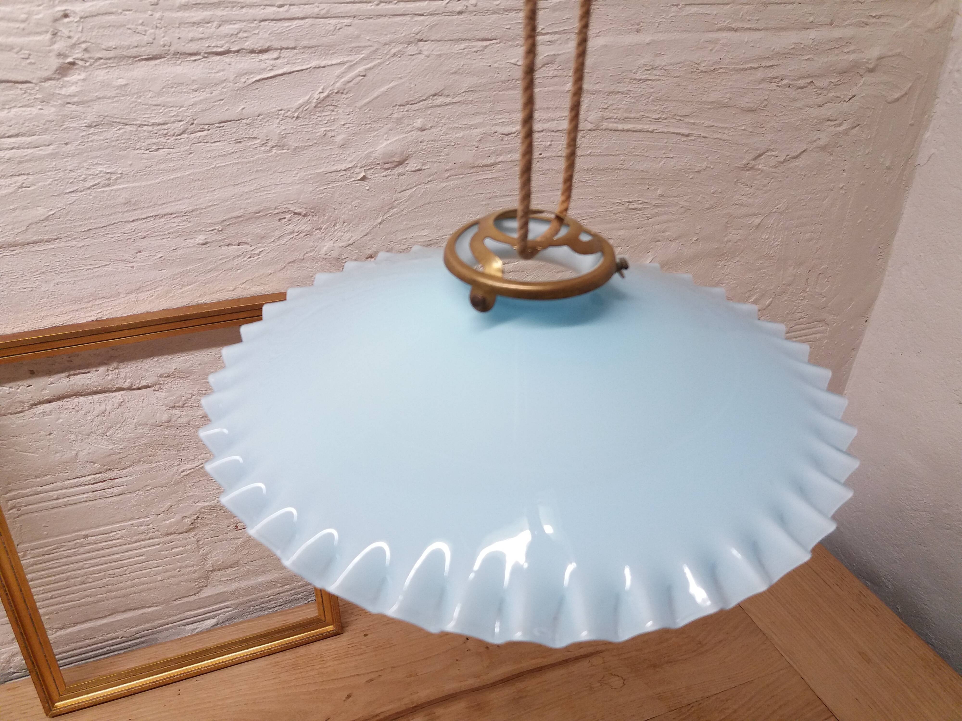 Soft blue pleated Opaline