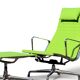 Eames EA 124 Armchair & EA 125 Ottoman for Vitra - Green Fabric