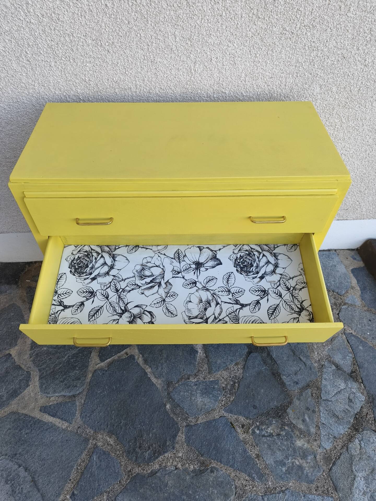 Vintage Scandinavian yellow chest of drawers
