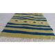 Handmade green kilim carpet made of pure wool