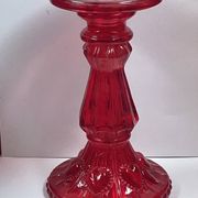 Fancy candle holder in red glass Italian style Empoli glass 18.5 cm