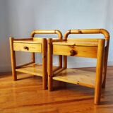 Paire de tables de chevet pin massif 1980