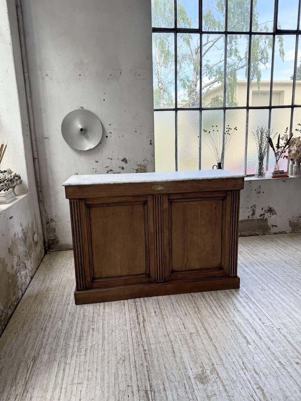 Oak and marble counter 1950