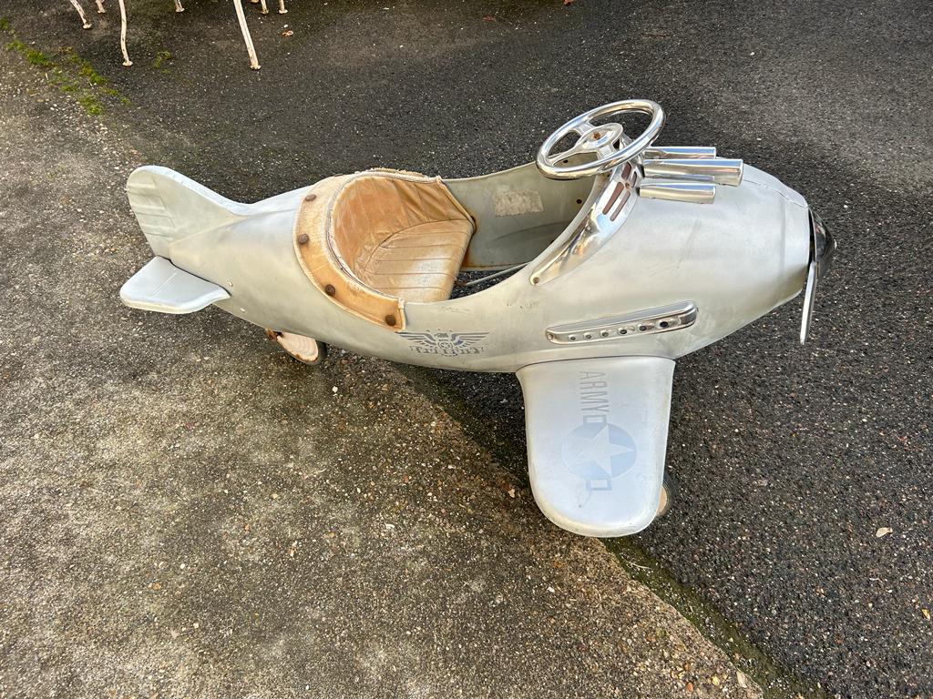 Pedal airplane in sheet metal circa 1950 1960