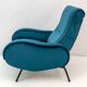 Paire de fauteuils inclinables en velours italien de style milieu de siècle de Marco Zanuso