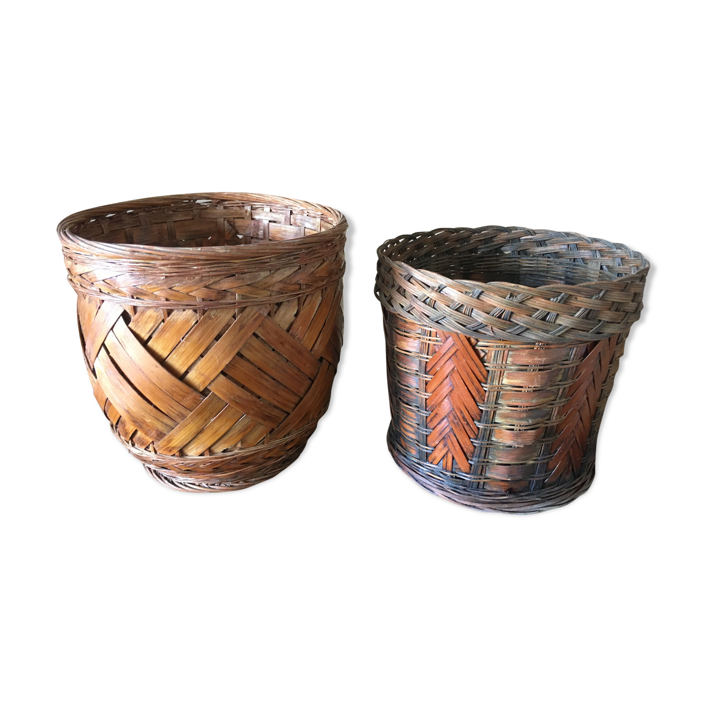 Lot de 2 cache-pots tressés vintage