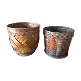 Lot de 2 cache-pots tressés vintage