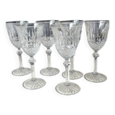 Set of 6 white wine glasses, Bohemian crystal. Regency/Empire style, 17.5 cm