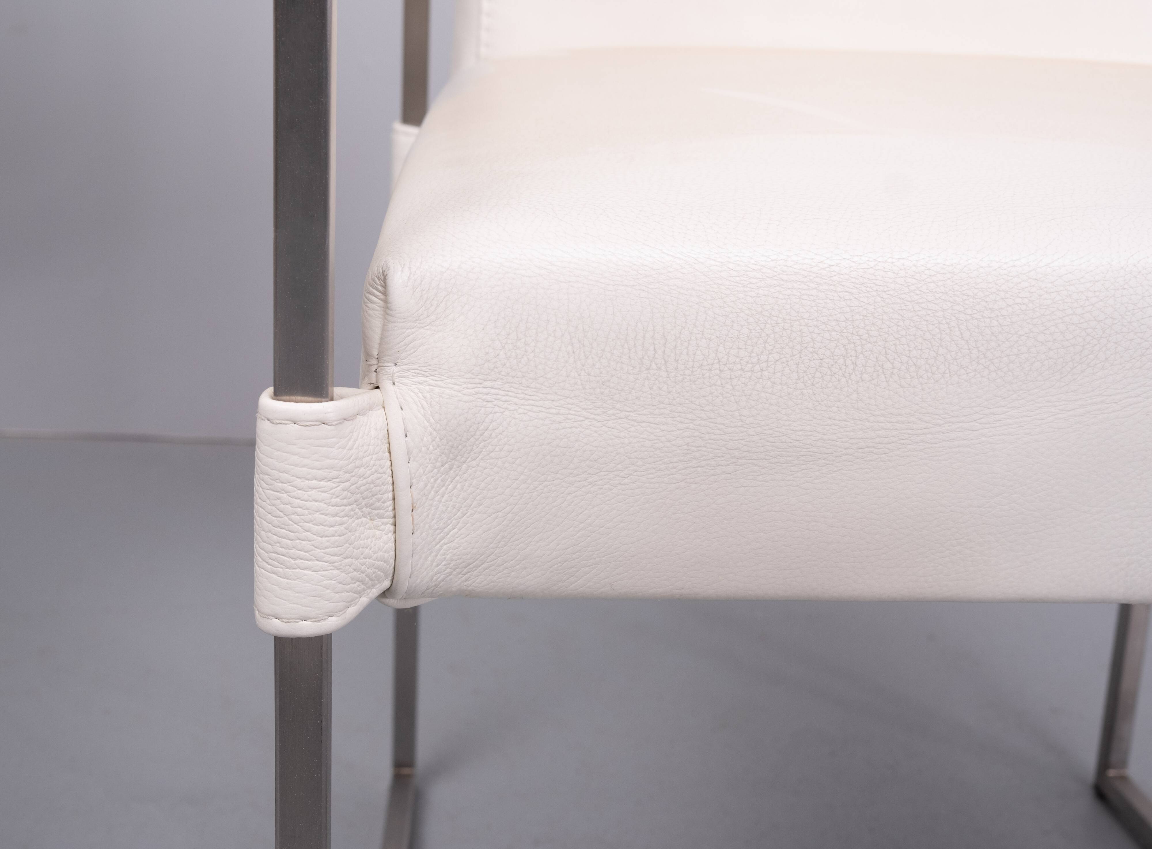 Bert Plantegie White Leather reclining Armchairs .