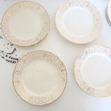 Villeroy and Boch flat plate service, batch of 12 plates, vintage, ceramic, white, gold, parties, vintage, chic