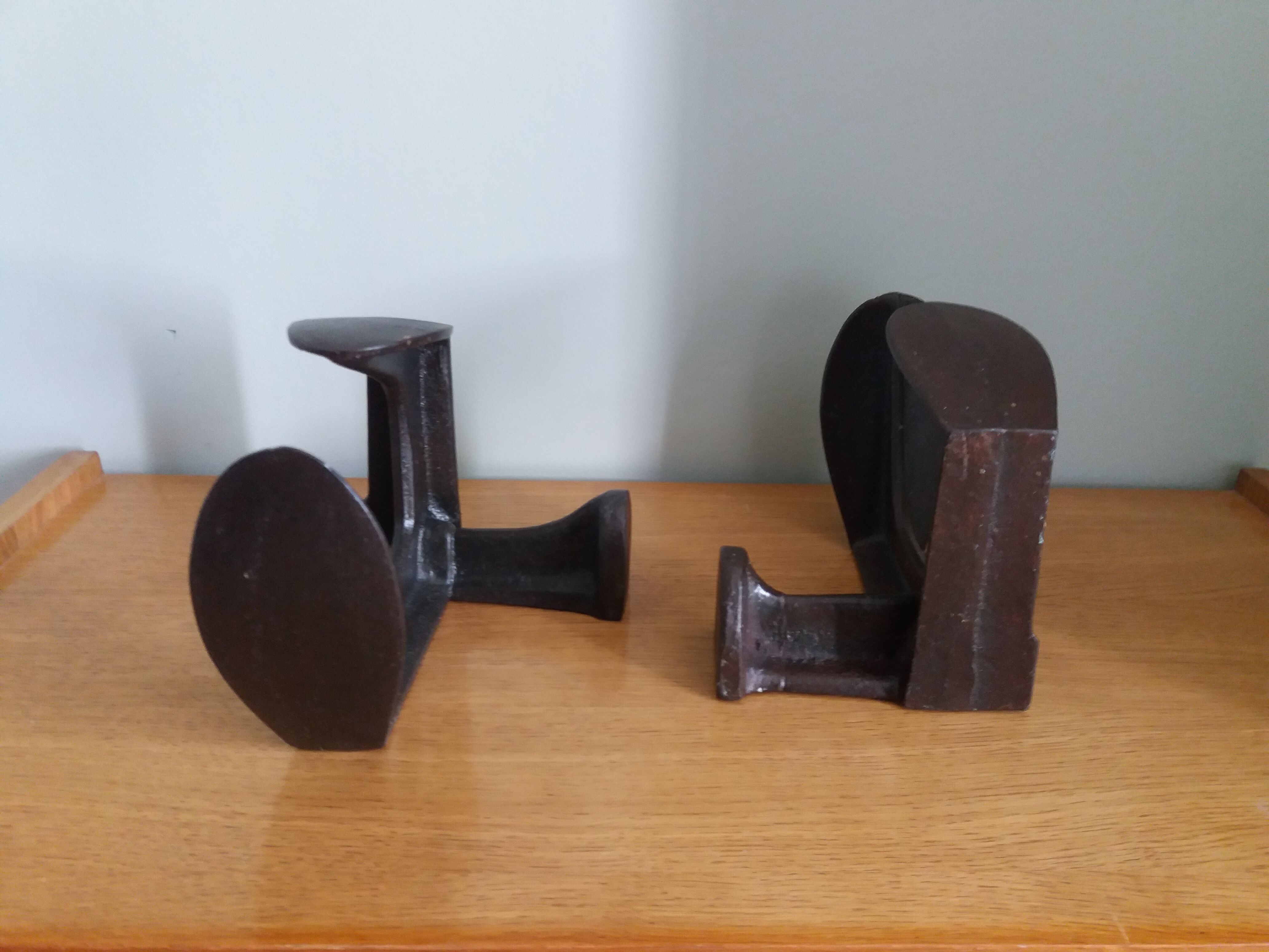 Industrial style bookends shoe shape