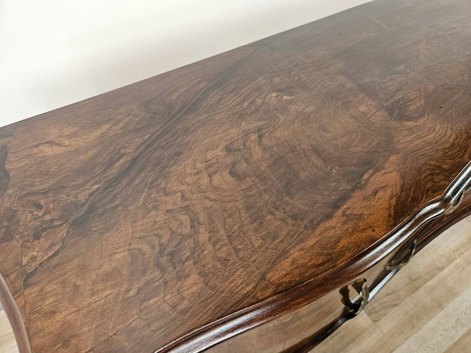 Chippendale walnut burl vanity, 1940