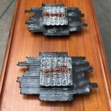 Vintage Italian brutalist wall light in wrought iron by Albano Poli for Poliarte, set of 2.