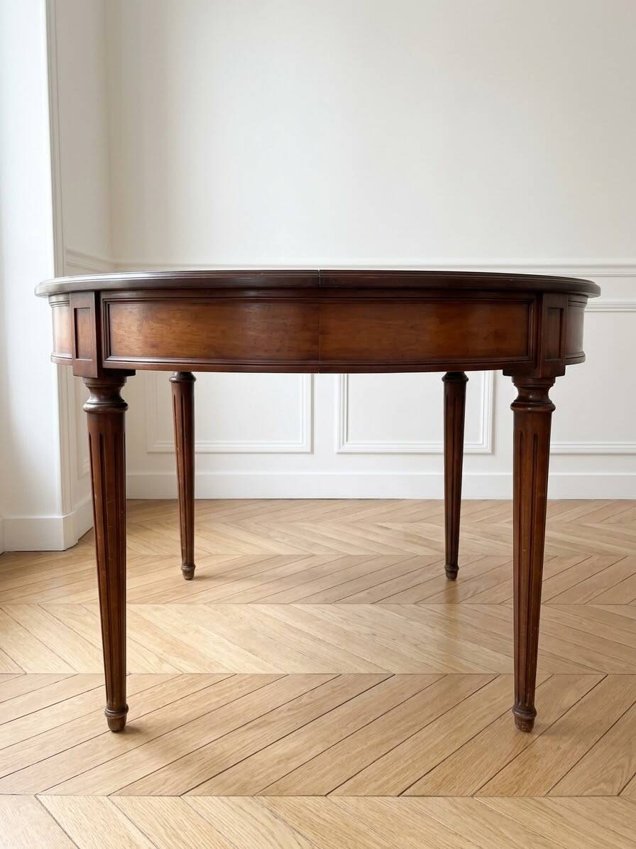 Extendable Louis XVI mahogany round table