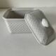 Small white porcelain terrine Geneviève Lethu – graphic relief