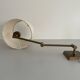 Adjustable brass wall lamp with fabric shade, Danish design, 1970s, Denmark.