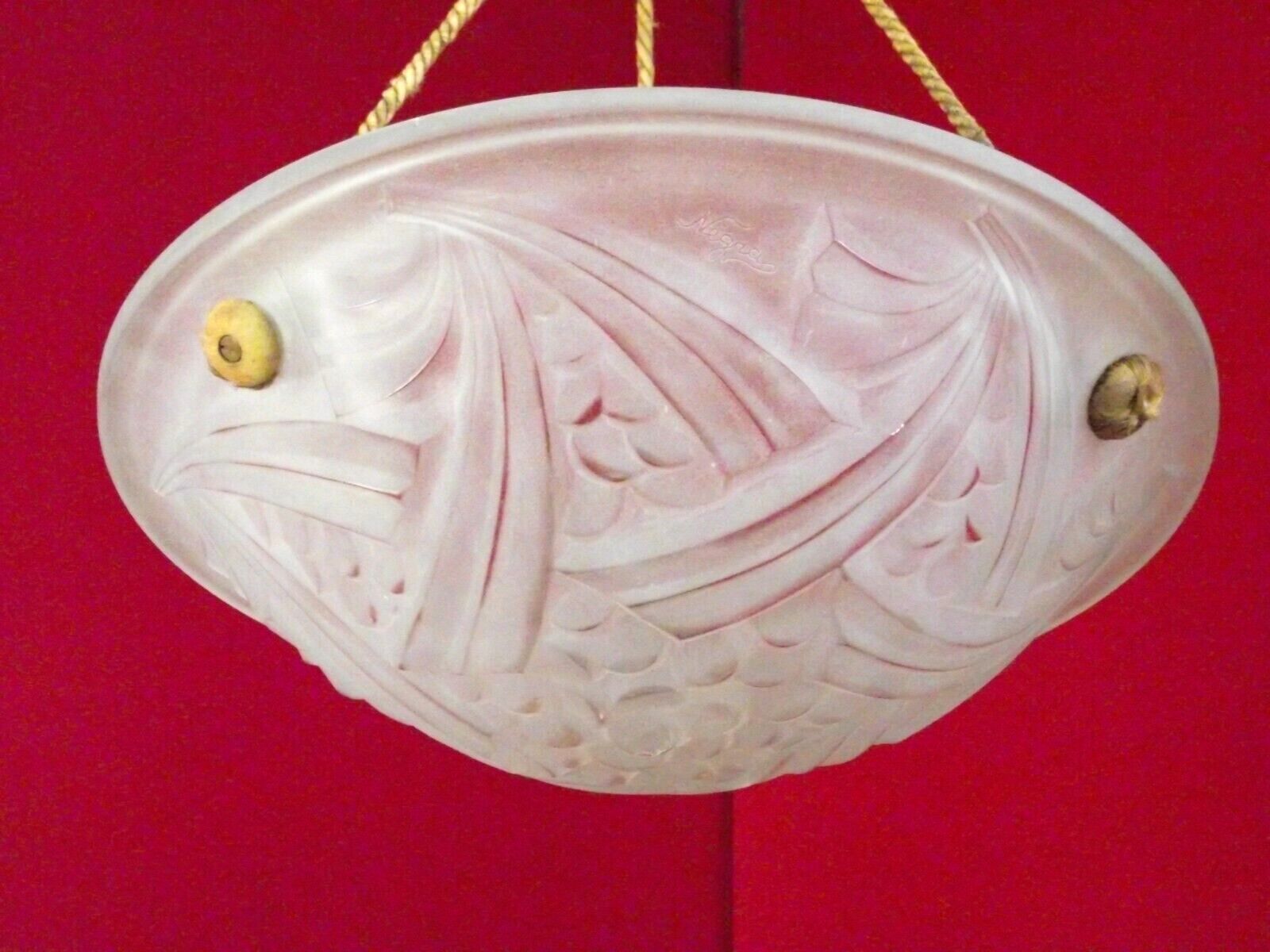 French vintage art deco 1930s pendant signed negra degue ceiling light