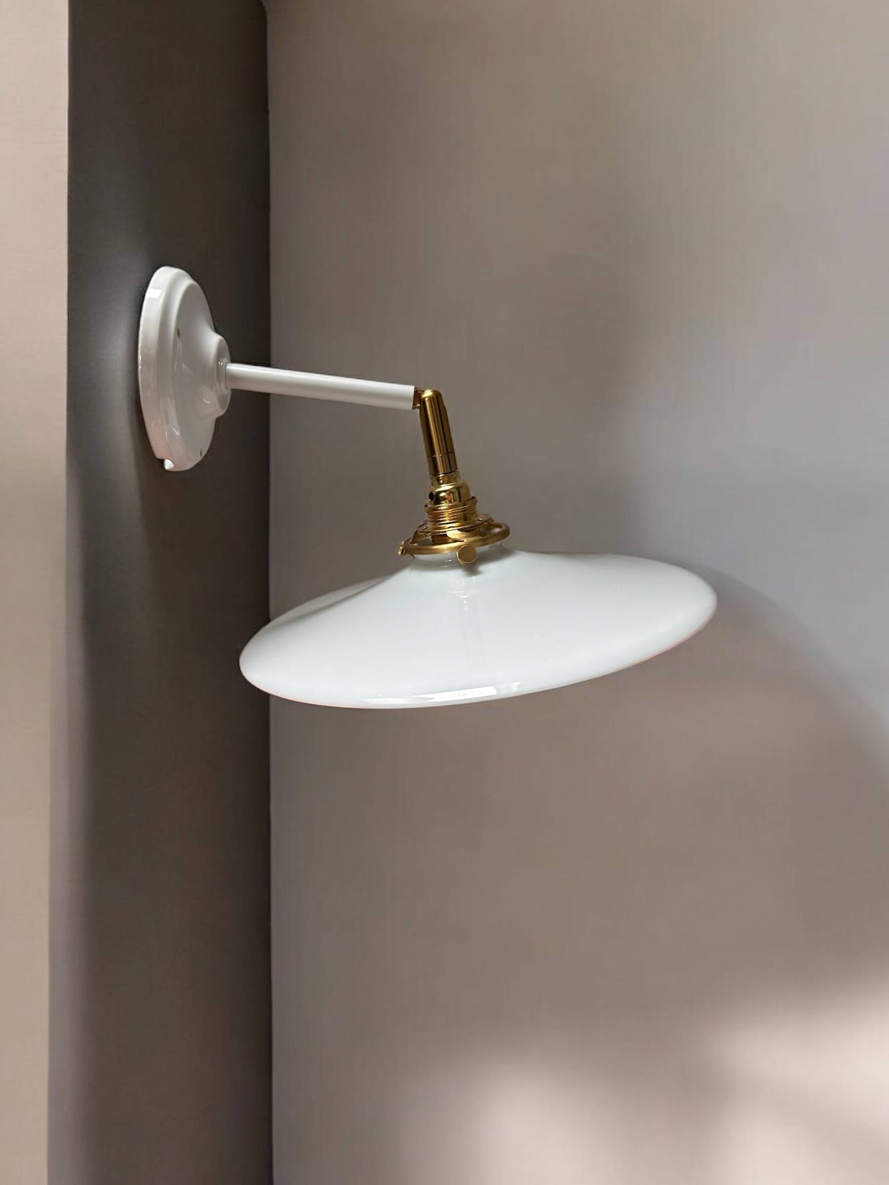 Vintage white opaline wall light