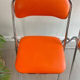 Vintage chrome folding chairs / orange leatherette Soudexvinyl
