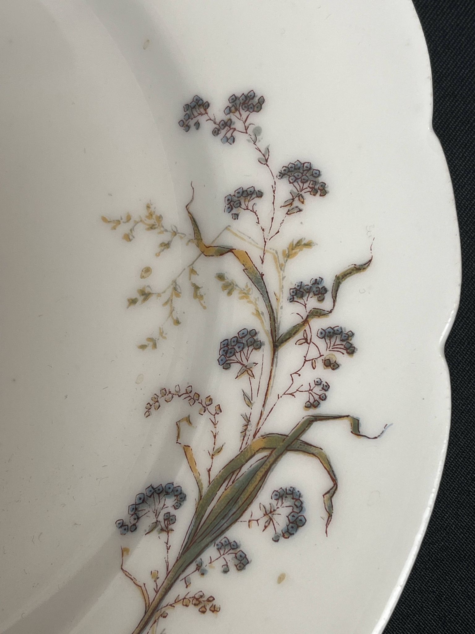 Pair of Hache Jullien plates, fine earthenware, castle decor, early 20th century
