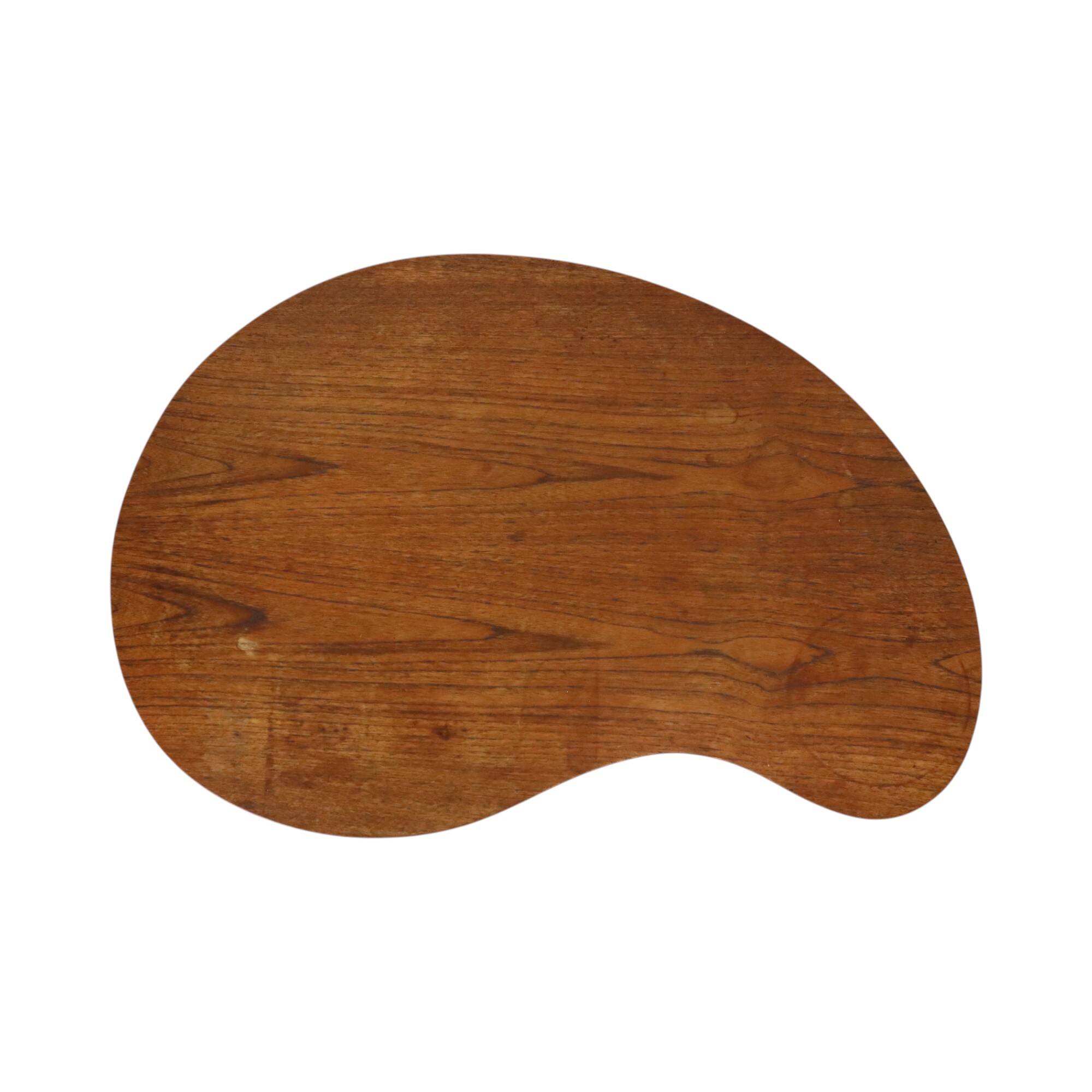 Solid Wood Kidney-Shaped Coffee Table Side Table 1960s