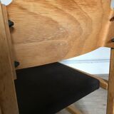 Set of 4 vintage chairs 1980's in beech, thermoformed on the back