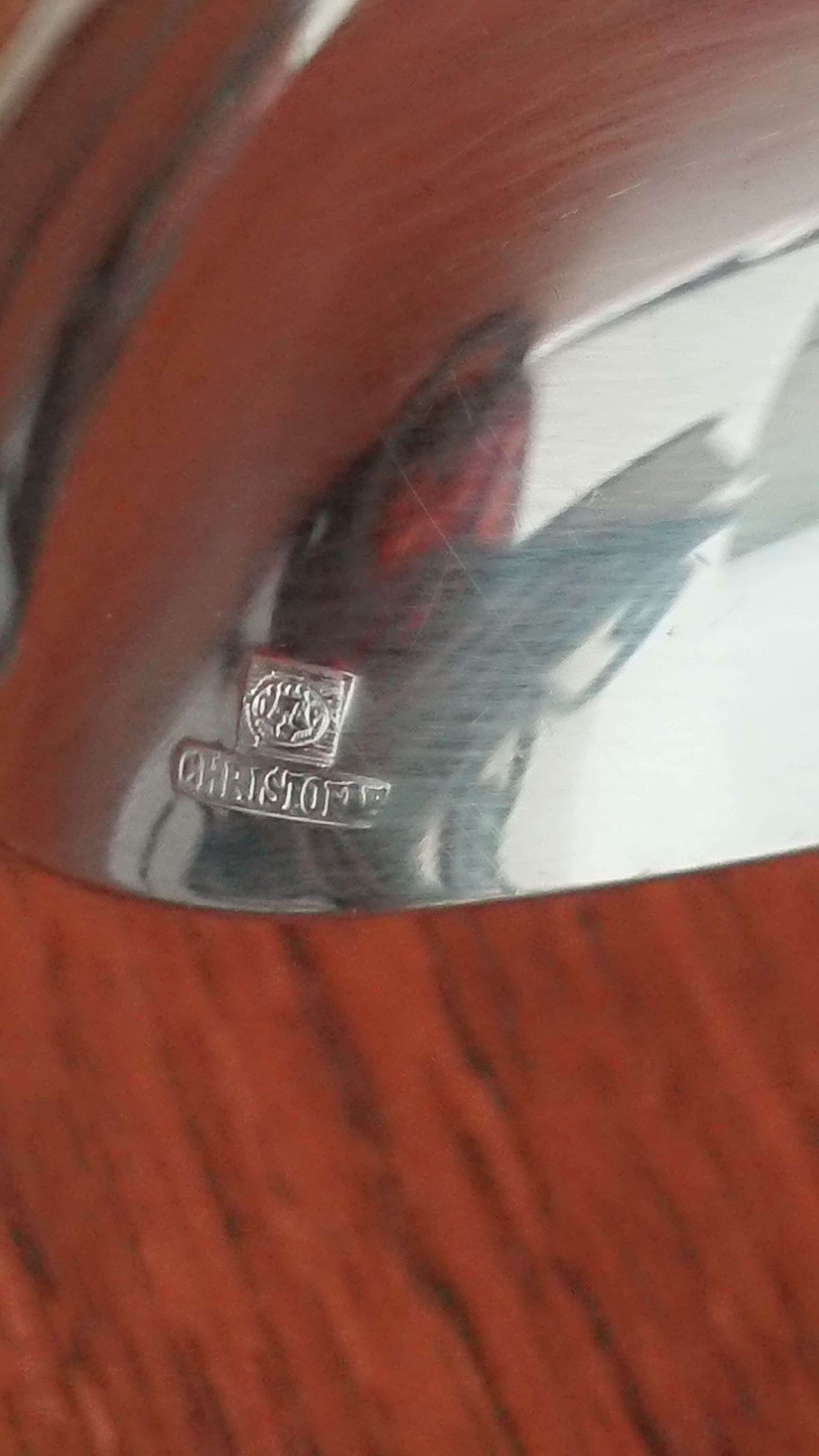 Christofle silver metal serving spoon, malmaison model