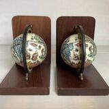 Pair of world map bookends