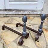 Pair of vintage geometric fire dogs