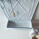 Old enamelled kitchen utensil display