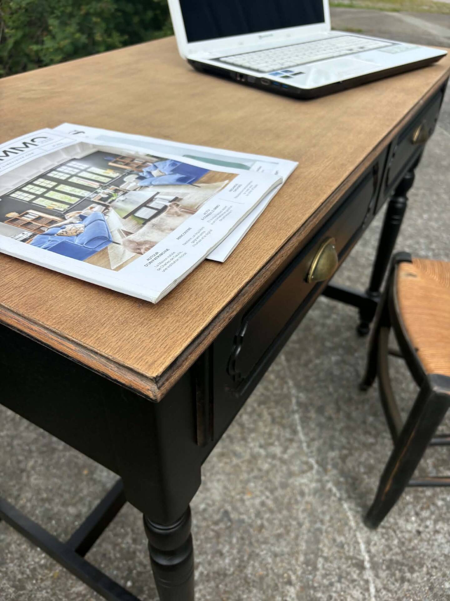 Wood and black desk