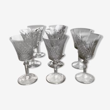 8 sévres crystal wine glasses