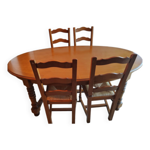 Table en chêne massif et 4 chaises