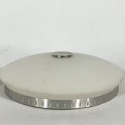 Stilux Milano, pair of round opaline glass ceiling lamps. 1960s