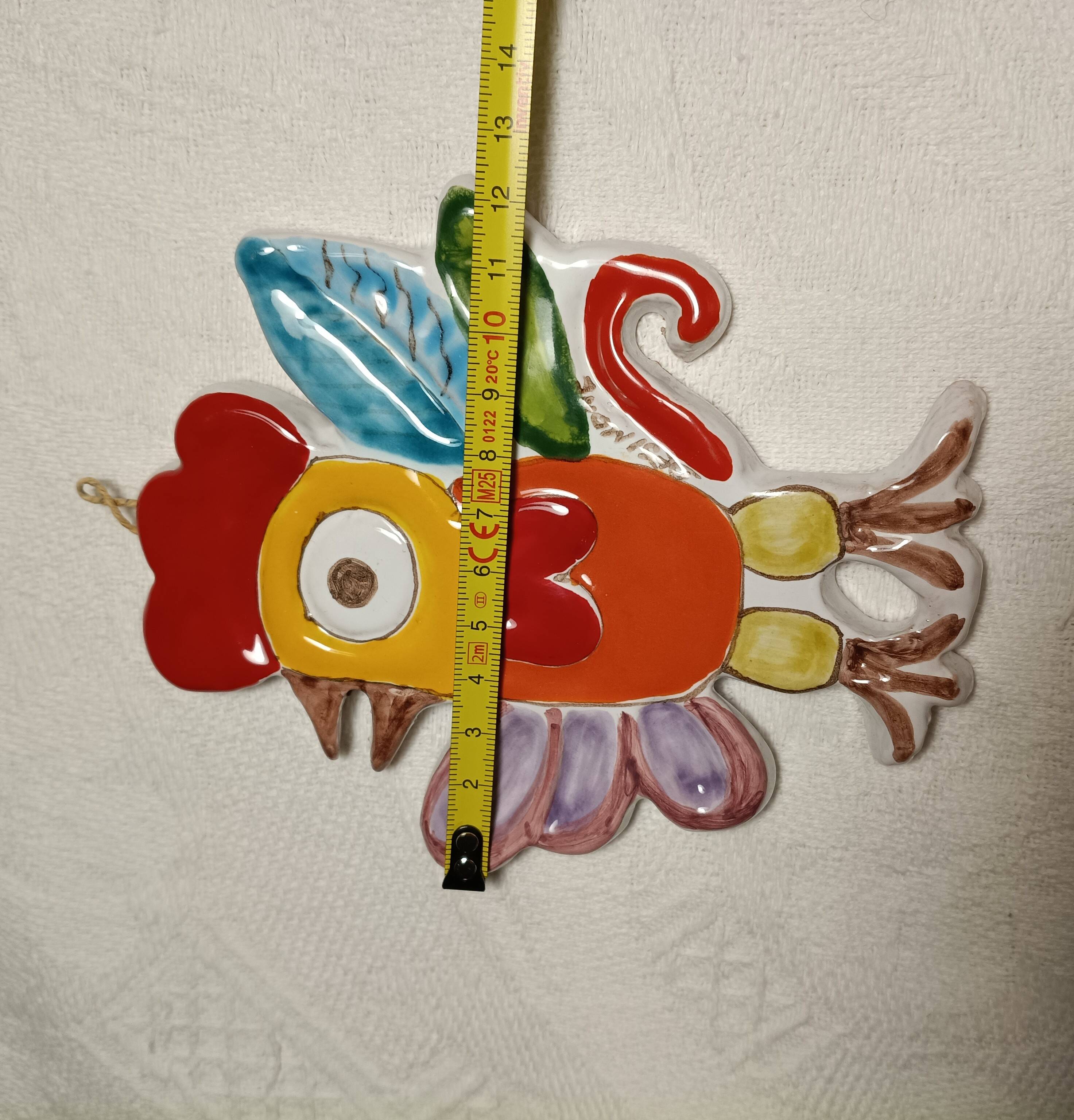 Wall plaque rooster ceramic signed DeSimone Italy – vintage Sicily