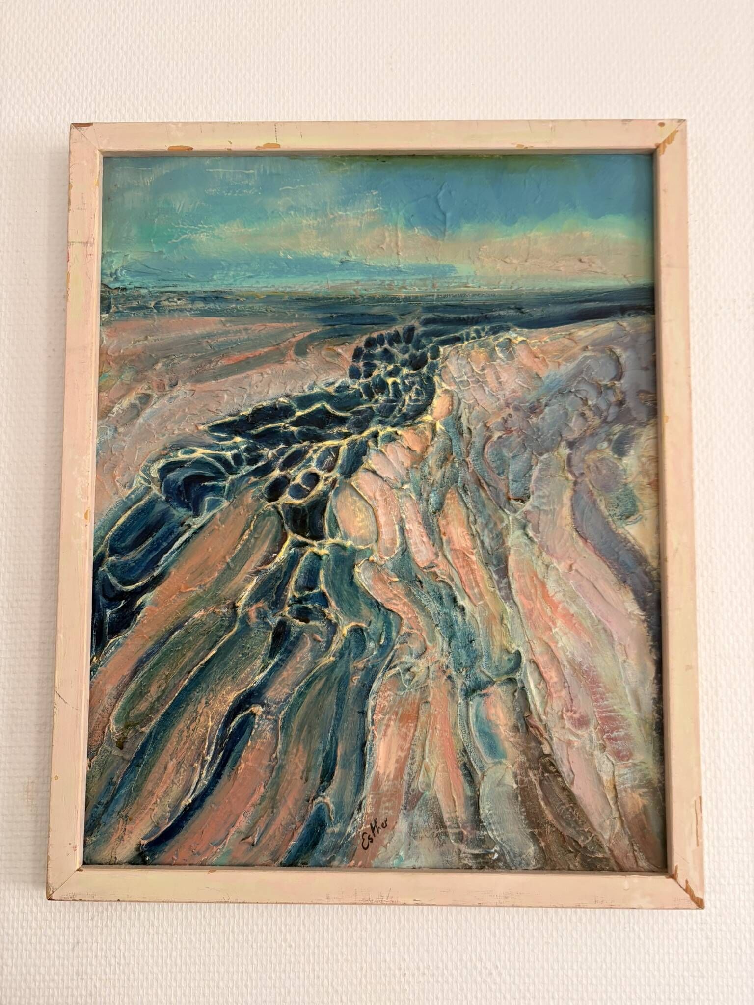 Tableau Peinture Expressionniste Impasto Marine Mer Rivière  Deloison