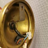 Set of solid brass wall lamps with smoked glass domes