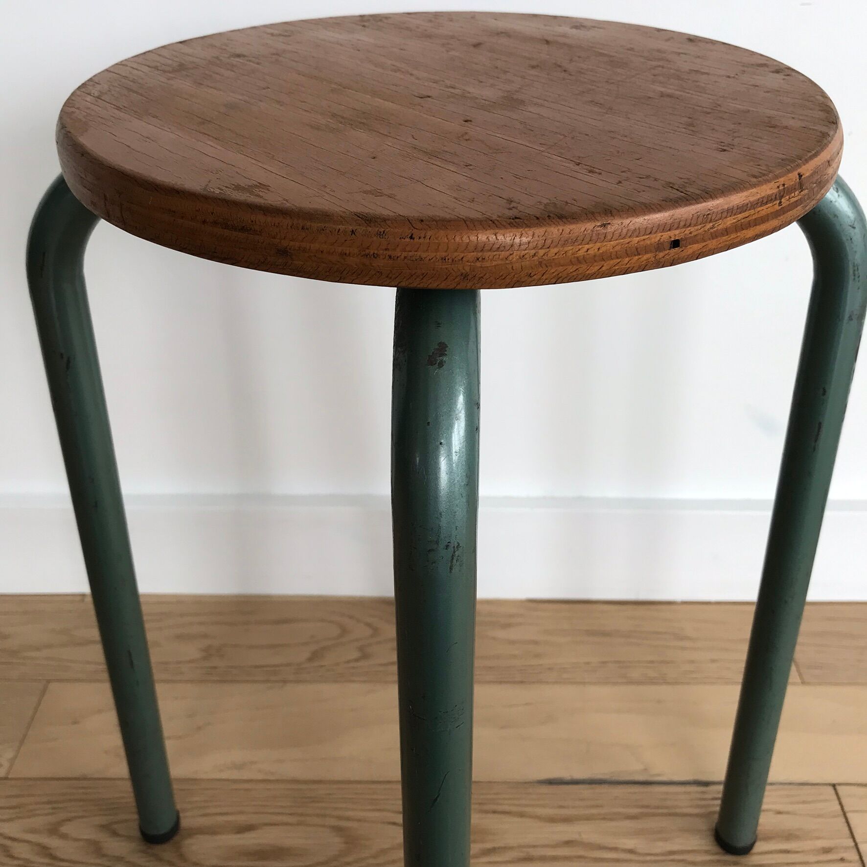 Vintage metal and wood industrial stool