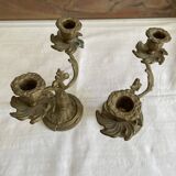 Bougeoirs 2 branches bronze