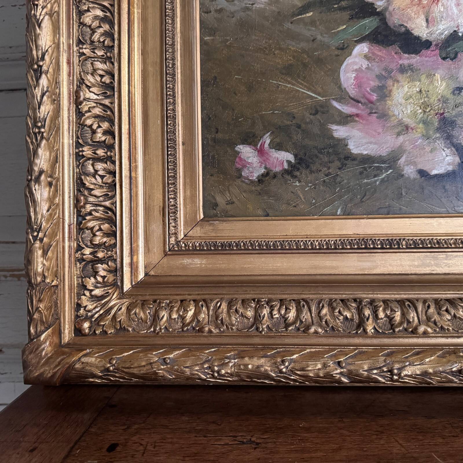 Huile sur toile nature morte aux fleurs par Eugène Parisy XIXe