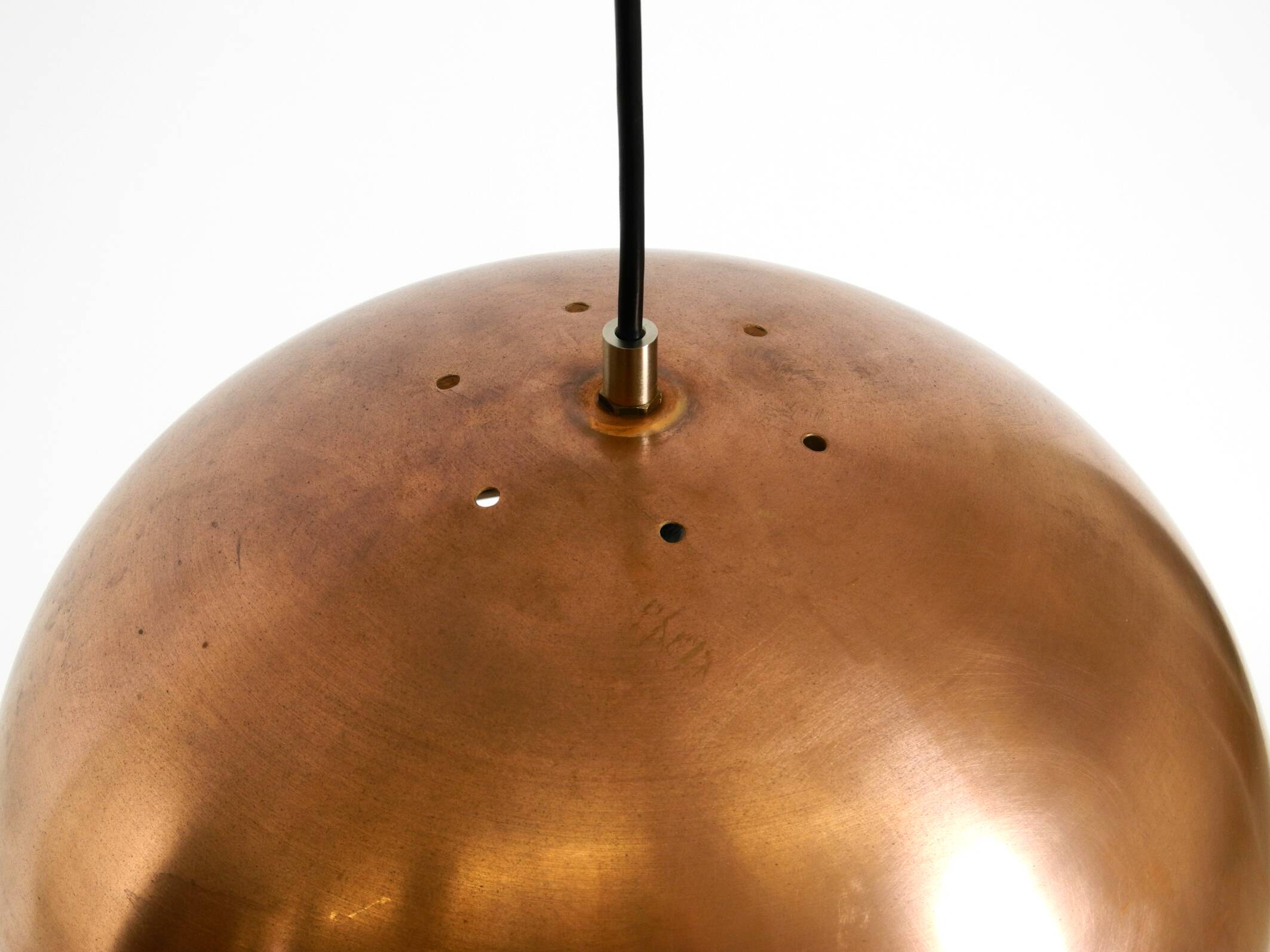 Original Italian Mid Century Modern copper dome pendant light