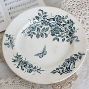 Round serving dish Badonviller ironstone model Jasmin floral butterfly motif late 19th century