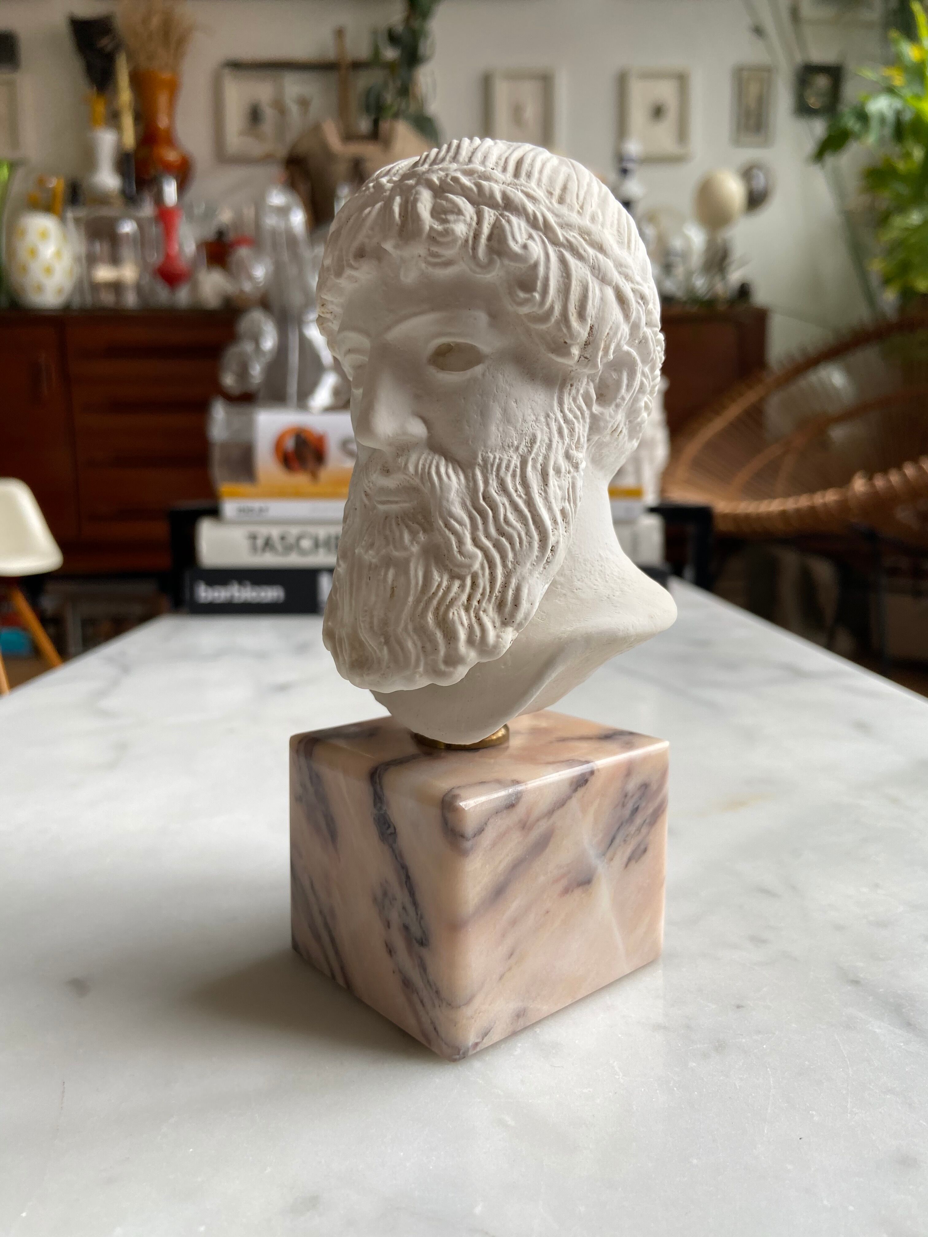 Bust of Zeus in plaster and marble