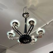 Chandelier Art Déco en laque noire et verre, 1930