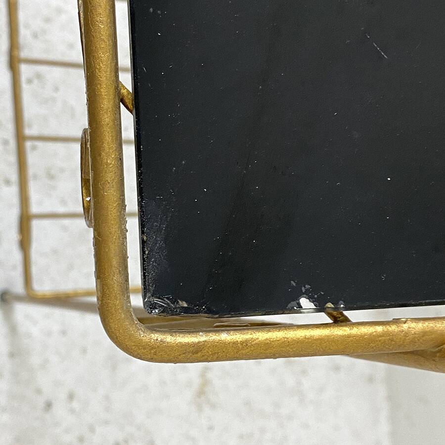 Gold metal and black glass side table